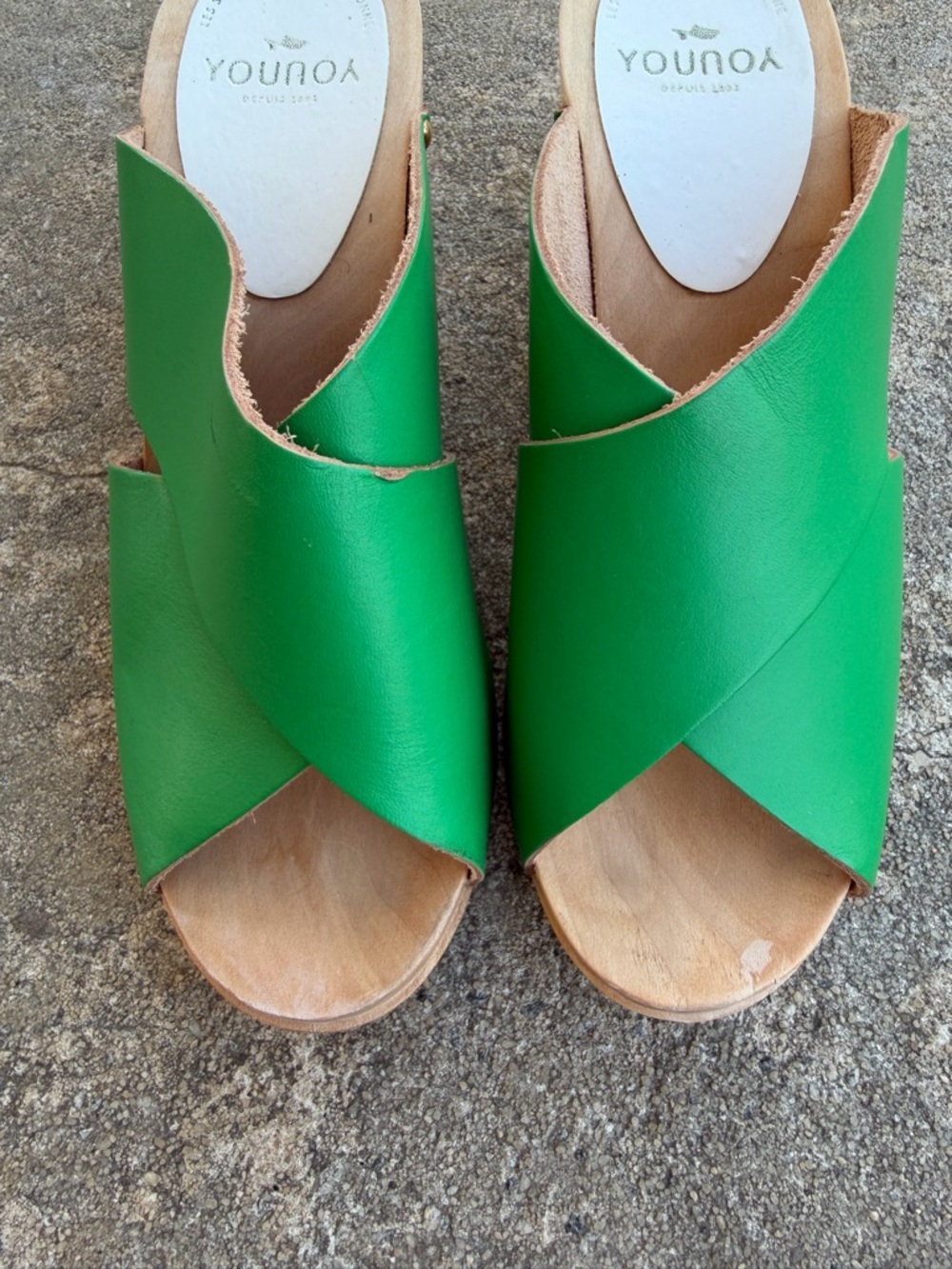 Sabot YouYou Green Leather Mules Clogs Designer Platform Heels Women’s EU 36 - Picture 7 of 16